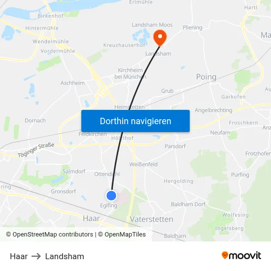 Haar to Landsham map