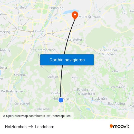 Holzkirchen to Landsham map