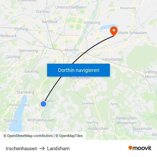 Irschenhausen to Landsham map