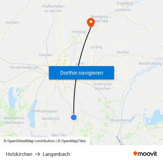 Holzkirchen to Langenbach map