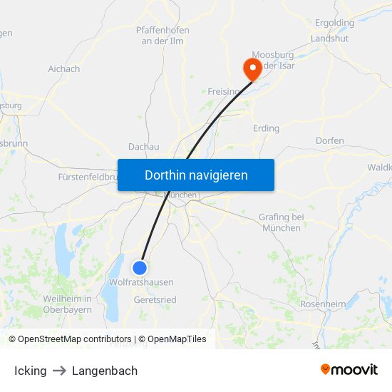 Icking to Langenbach map