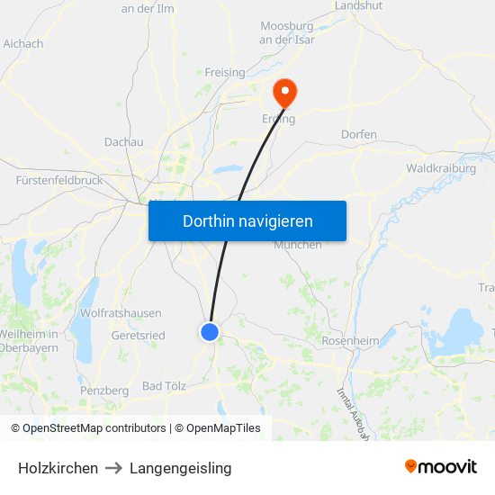 Holzkirchen to Langengeisling map