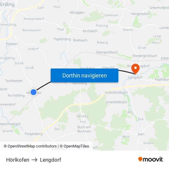 Hörlkofen to Lengdorf map