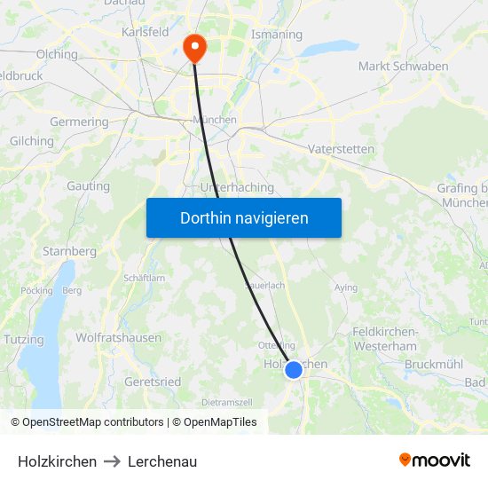 Holzkirchen to Lerchenau map