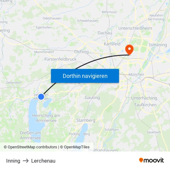 Inning to Lerchenau map