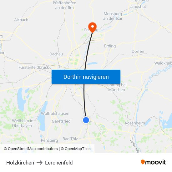 Holzkirchen to Lerchenfeld map