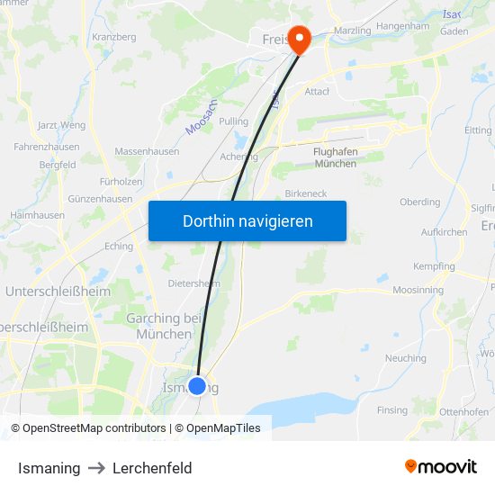 Ismaning to Lerchenfeld map