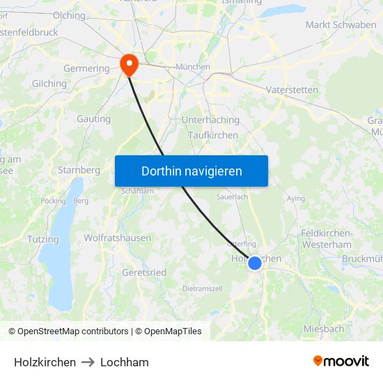 Holzkirchen to Lochham map