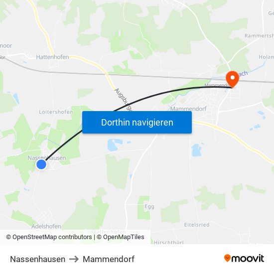 Nassenhausen to Mammendorf map