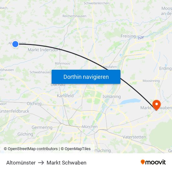 Altomünster to Markt Schwaben map