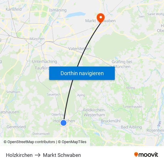 Holzkirchen to Markt Schwaben map