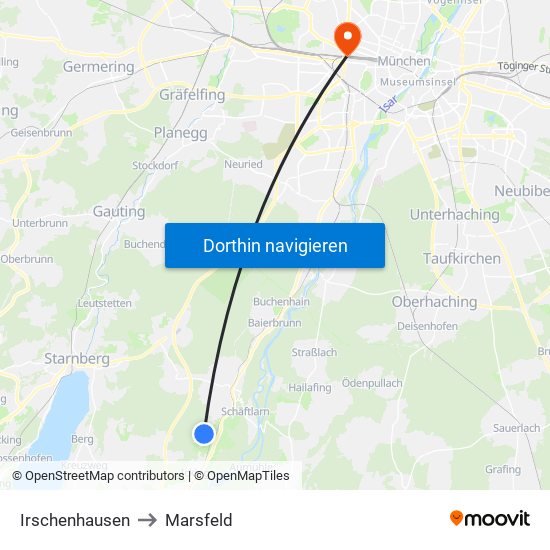 Irschenhausen to Marsfeld map