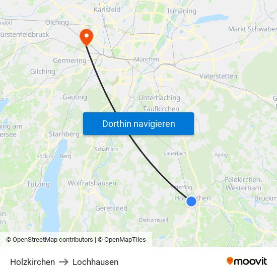 Holzkirchen to Lochhausen map