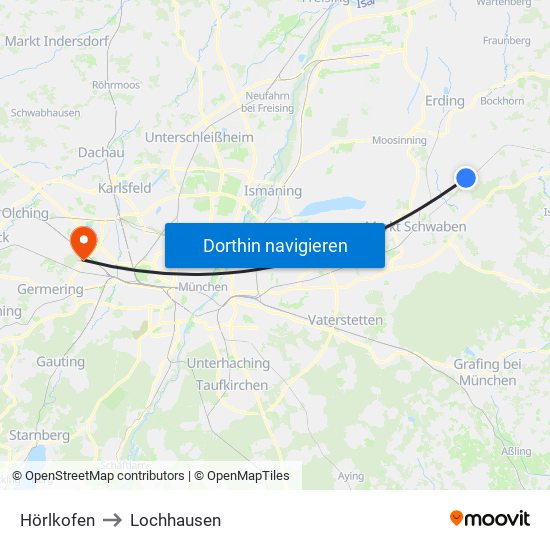 Hörlkofen to Lochhausen map