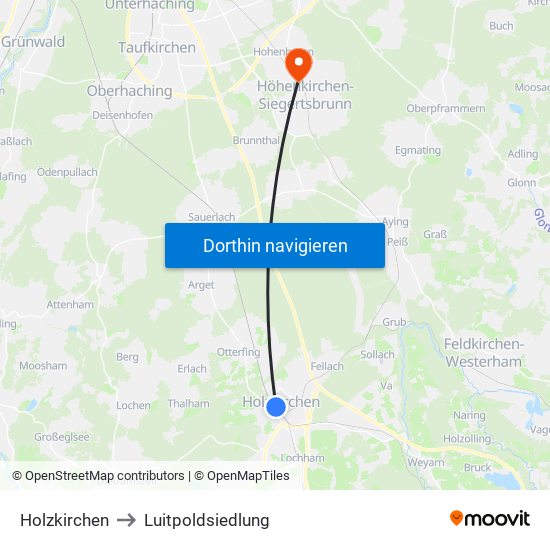 Holzkirchen to Luitpoldsiedlung map