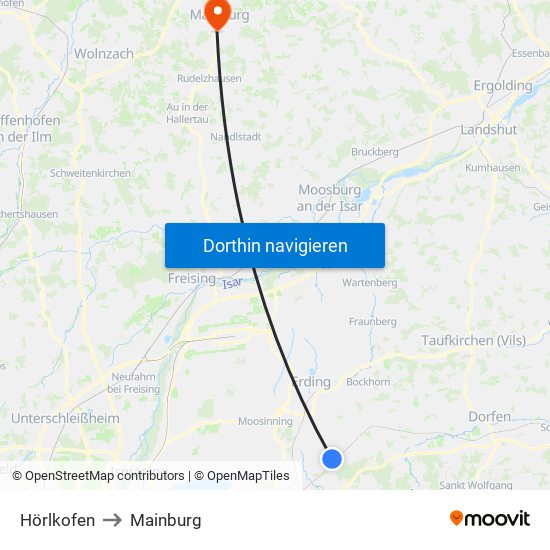 Hörlkofen to Mainburg map