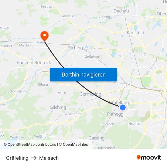 Gräfelfing to Maisach map