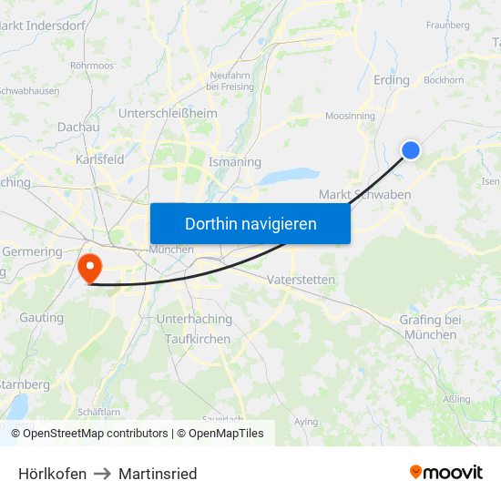 Hörlkofen to Martinsried map