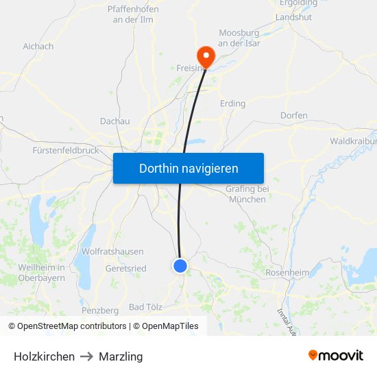 Holzkirchen to Marzling map