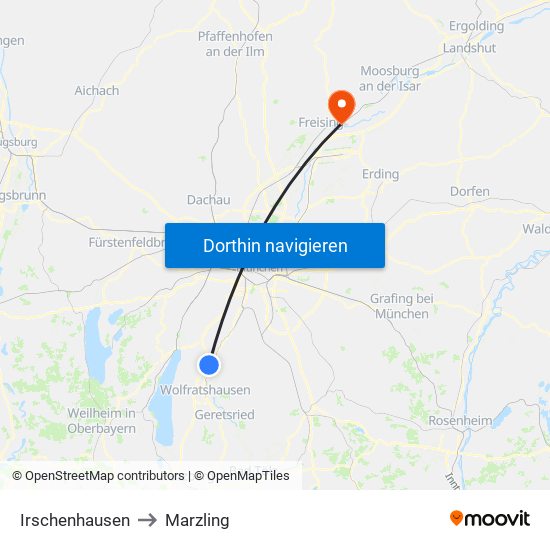 Irschenhausen to Marzling map