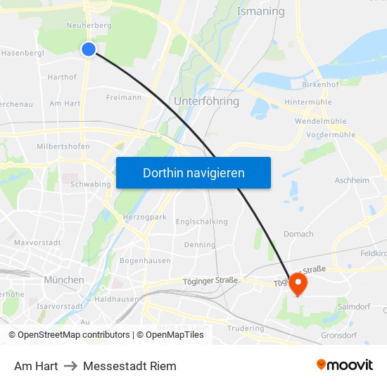 Am Hart to Messestadt Riem map