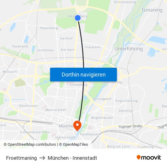 Froettmaning to München - Innenstadt map