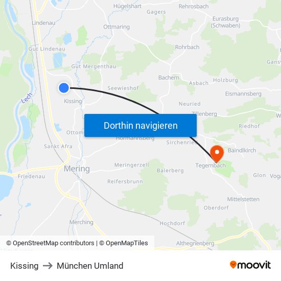 Kissing to München Umland map