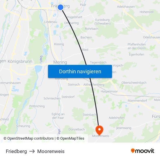 Friedberg to Moorenweis map