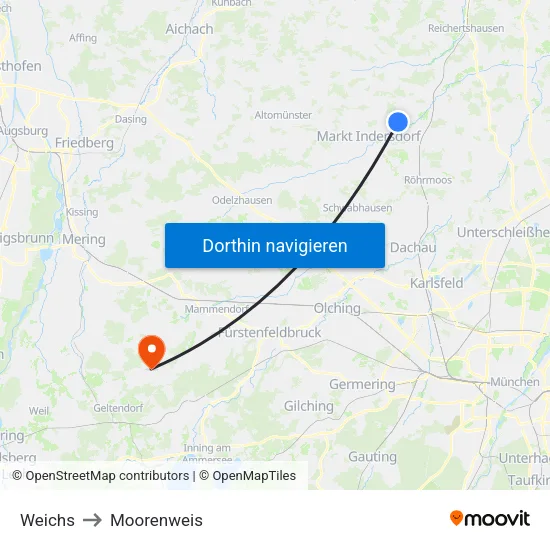 Weichs to Moorenweis map