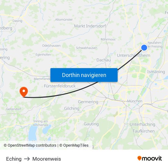 Eching to Moorenweis map