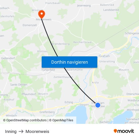 Inning to Moorenweis map