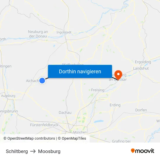 Schiltberg to Moosburg map