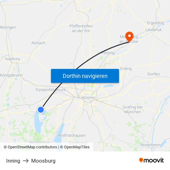 Inning to Moosburg map