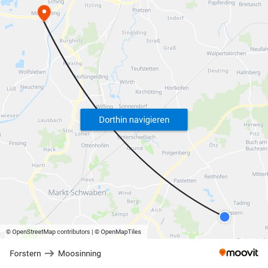 Forstern to Moosinning map