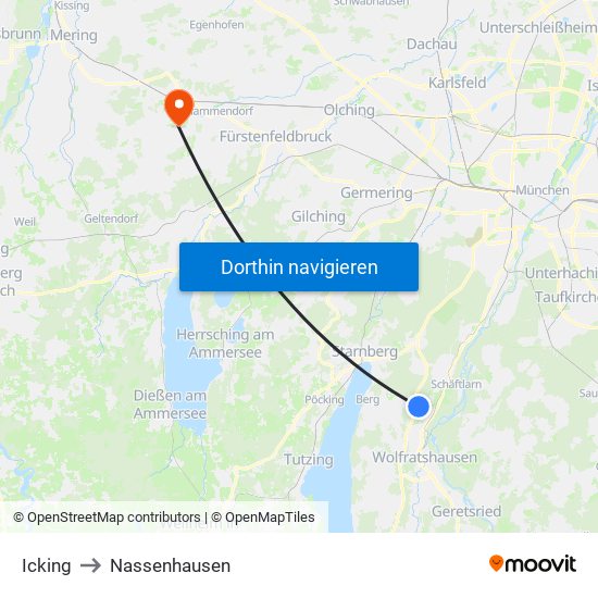 Icking to Nassenhausen map