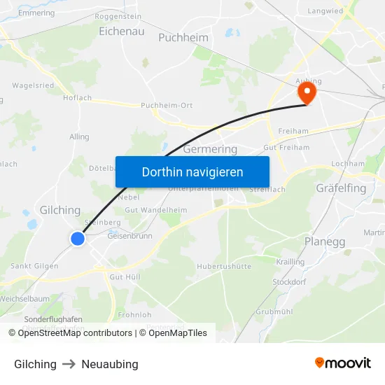 Gilching to Neuaubing map