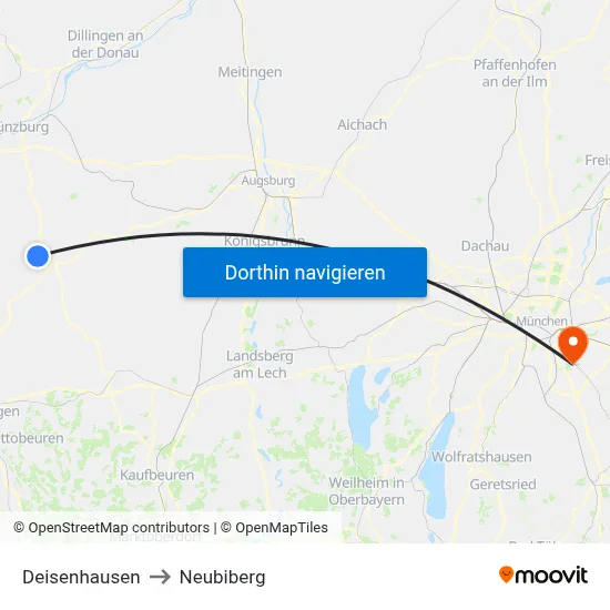 Deisenhausen to Neubiberg map