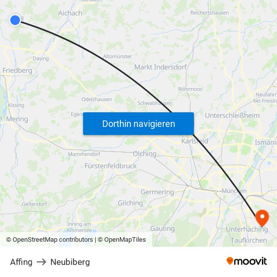 Affing to Neubiberg map