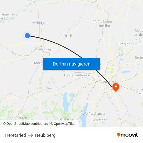 Heretsried to Neubiberg map