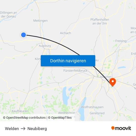 Welden to Neubiberg map