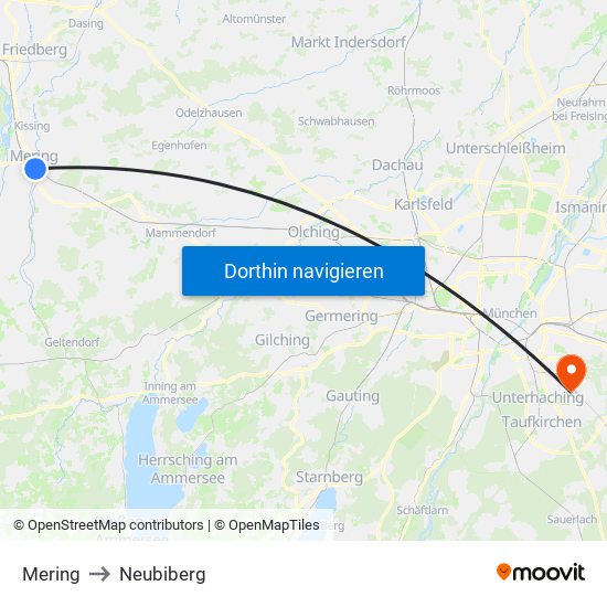 Mering to Neubiberg map