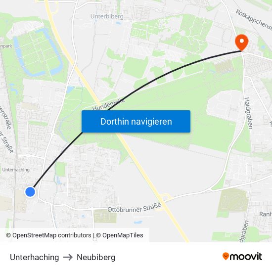 Unterhaching to Neubiberg map