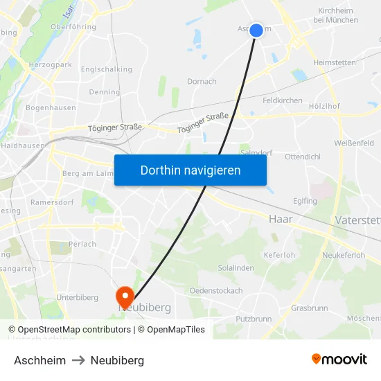 Aschheim to Neubiberg map