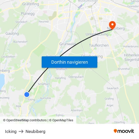 Icking to Neubiberg map