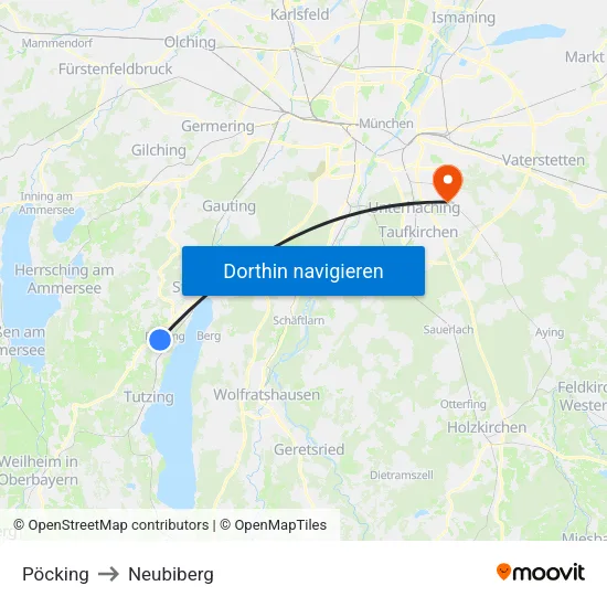 Pöcking to Neubiberg map