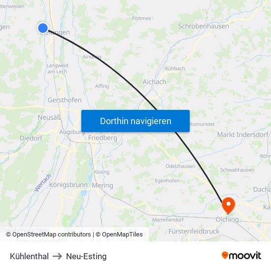 Kühlenthal to Neu-Esting map