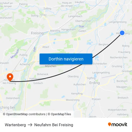 Wartenberg to Neufahrn Bei Freising map