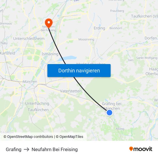 Grafing to Neufahrn Bei Freising map