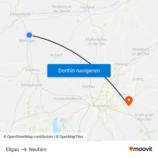 Ellgau to Neufarn map