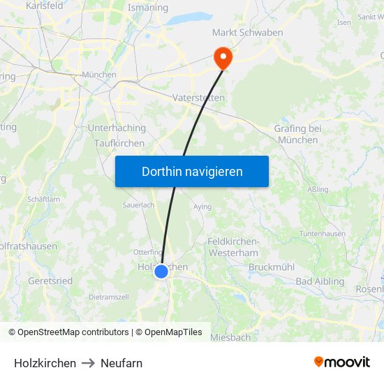 Holzkirchen to Neufarn map